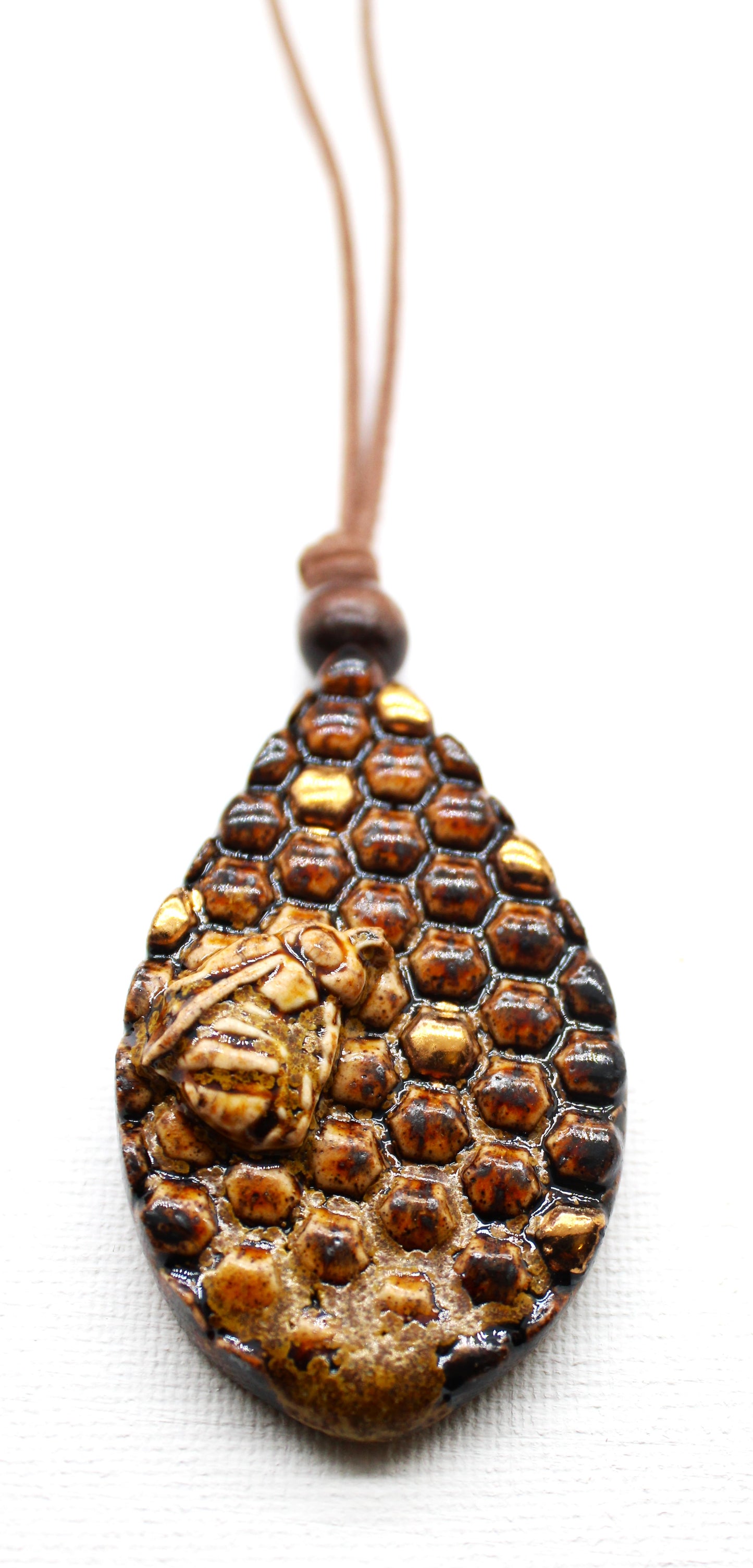 Full Dipped Lustered Speckled Bee Pendant