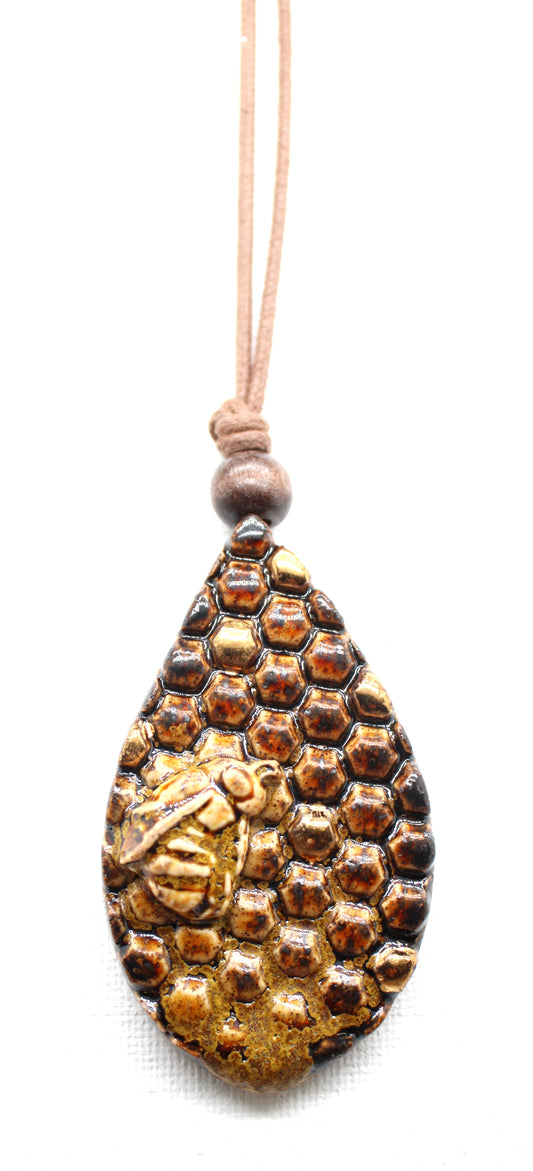 Full Dipped Lustered Speckled Bee Pendant