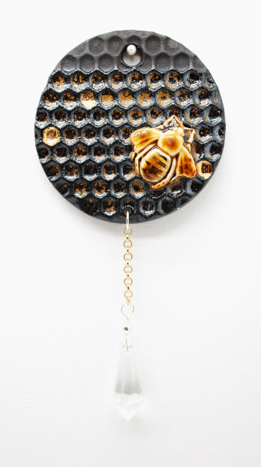 B3 Asymmetrical Lustered Bee Wall Hanging With Prism