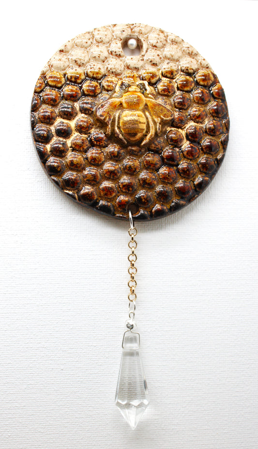 Speckled Lustered Bee Wall Hanging with Prism
